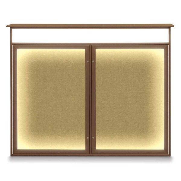 United Visual Products Open Faced Traditional Rounded Corkboard UV645ARC-BRONZE-MEDGRY - main